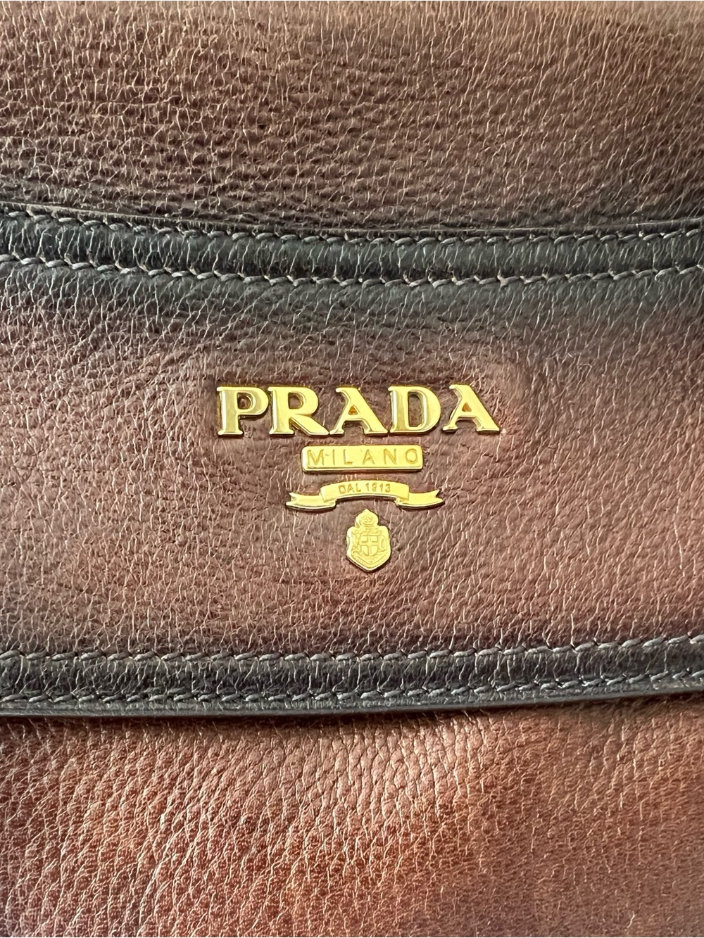 Prada Brown Pebbled Leather Top-Handle/Shoulder Bag/Tote with Gold Hardware - Picture 5 of 16